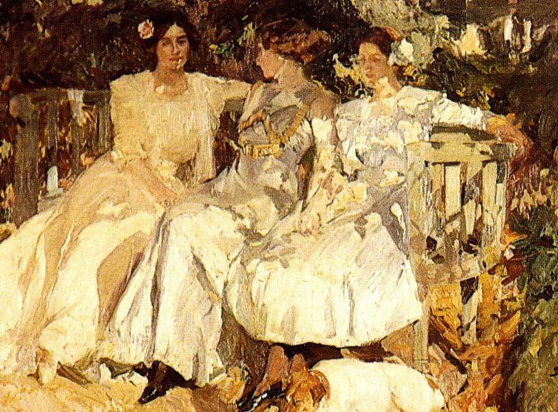 Joaquin Sorolla My Wife and Daughters in the Garden, Germany oil painting art